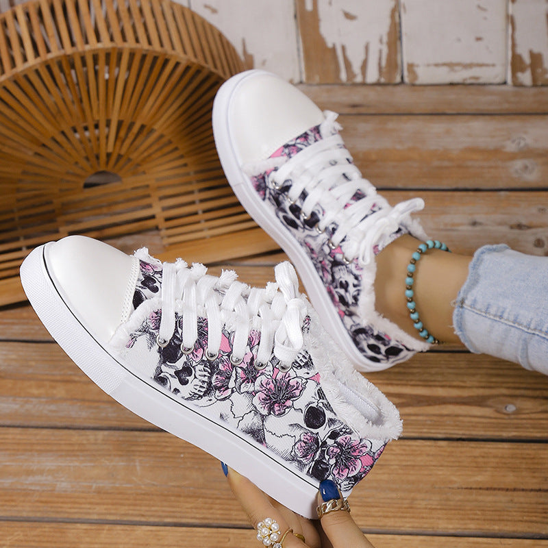 Skull Graffiti Canvas Sneakers