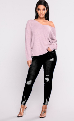 Rise Denim Ripped Skinny Jeans