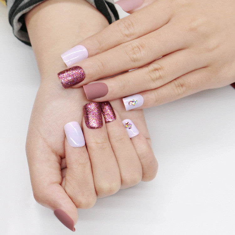 24-Piece Matte Metallic Nude Press-On Nails Set
