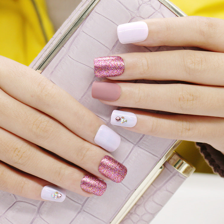 24-Piece Matte Metallic Nude Press-On Nails Set