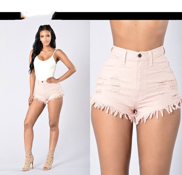 Women's Stretchy Frayed Denim Hot Pants Shorts