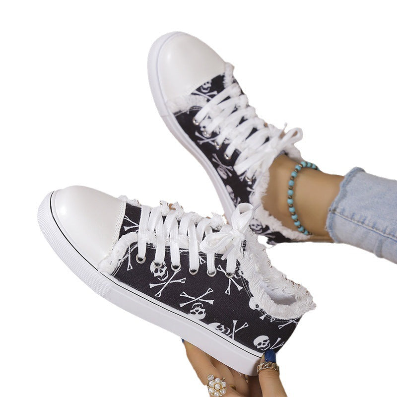 Skull Graffiti Canvas Sneakers