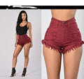 Women's Stretchy Frayed Denim Hot Pants Shorts