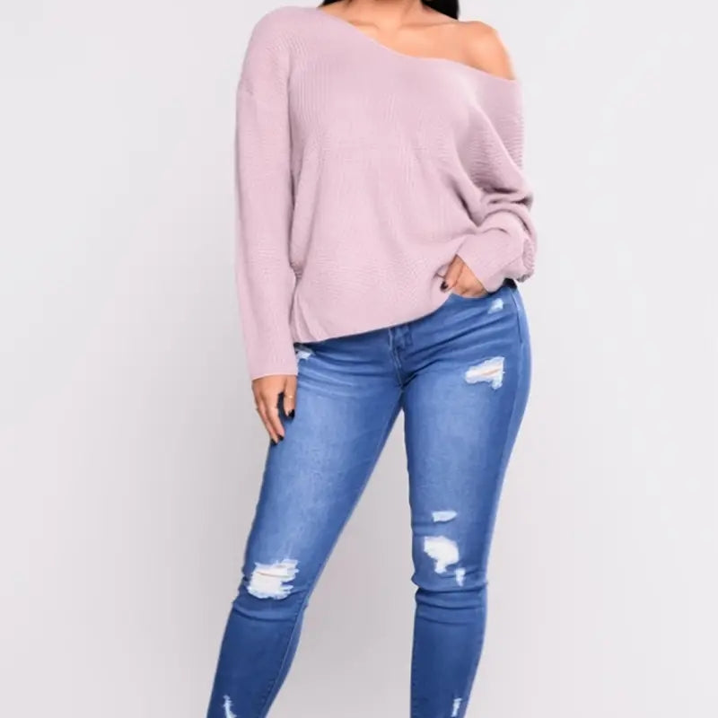 Rise Denim Ripped Skinny Jeans