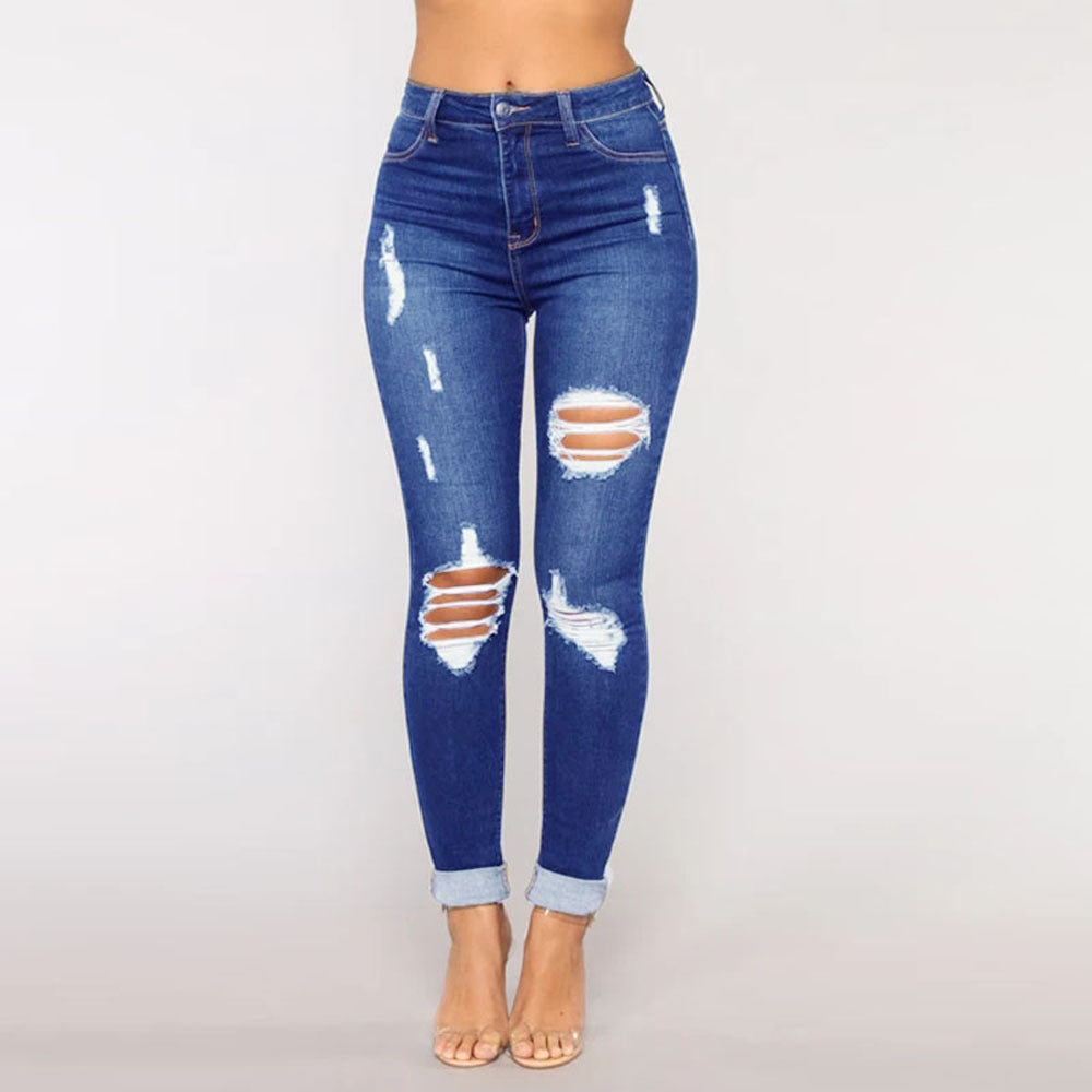 Rise Distressed Skinny Jeans
