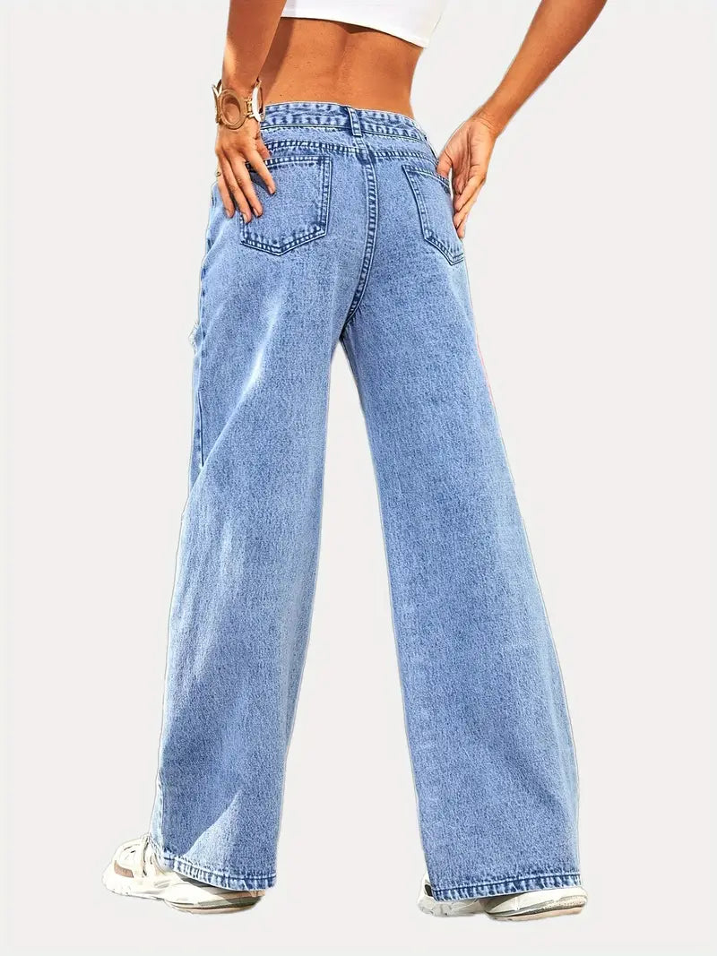 Wide Leg Ripped Jeans for Women