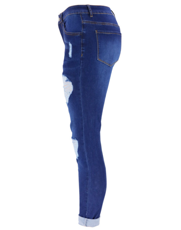 Rise Distressed Skinny Jeans