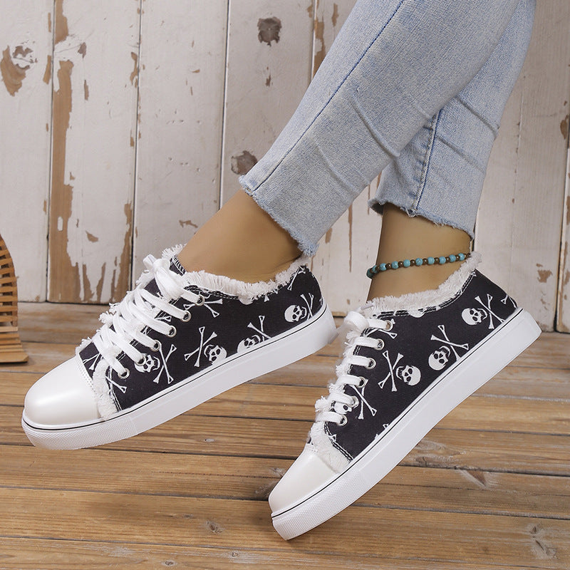 Skull Graffiti Canvas Sneakers