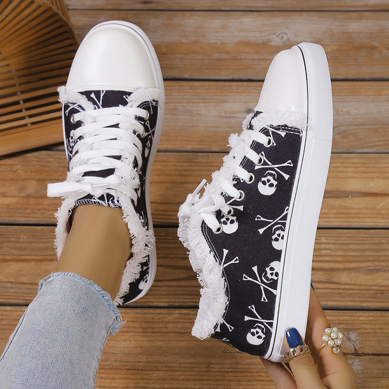 Skull Graffiti Canvas Sneakers