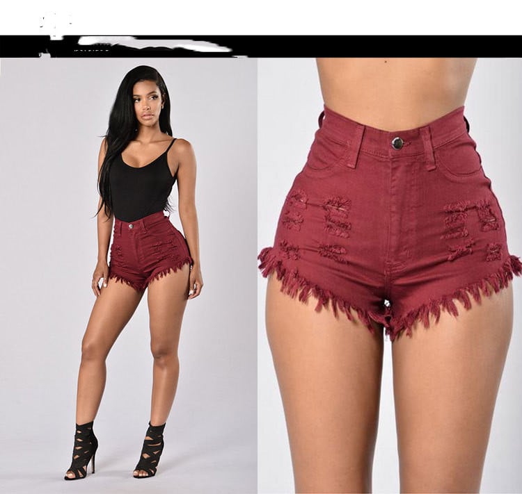Women's Stretchy Frayed Denim Hot Pants Shorts