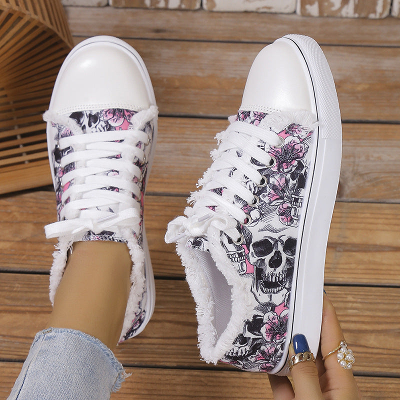Skull Graffiti Canvas Sneakers