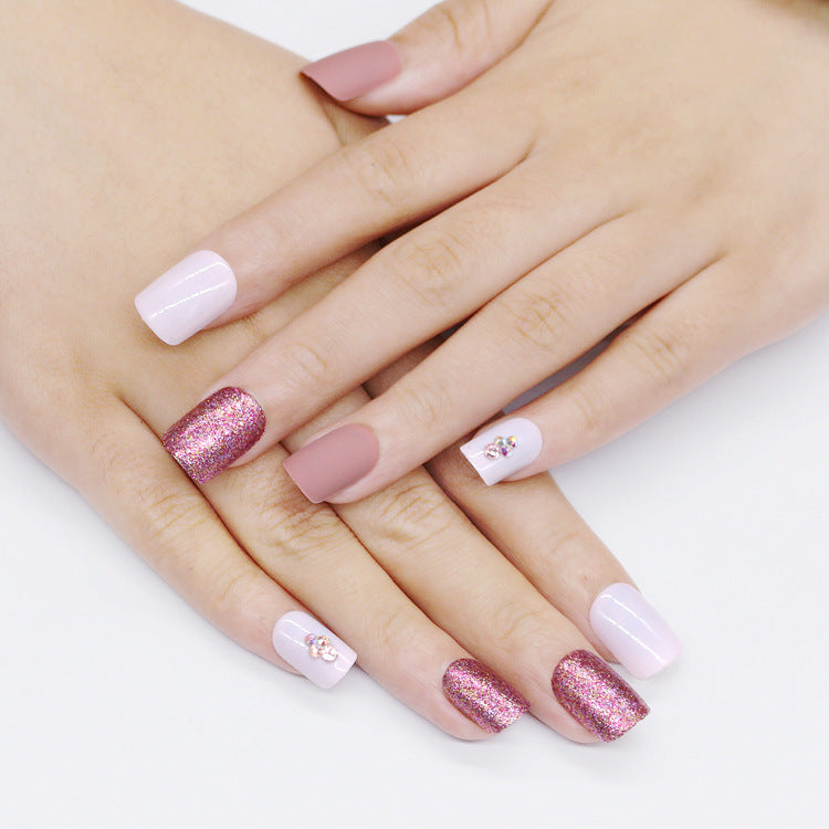 24-Piece Matte Metallic Nude Press-On Nails Set